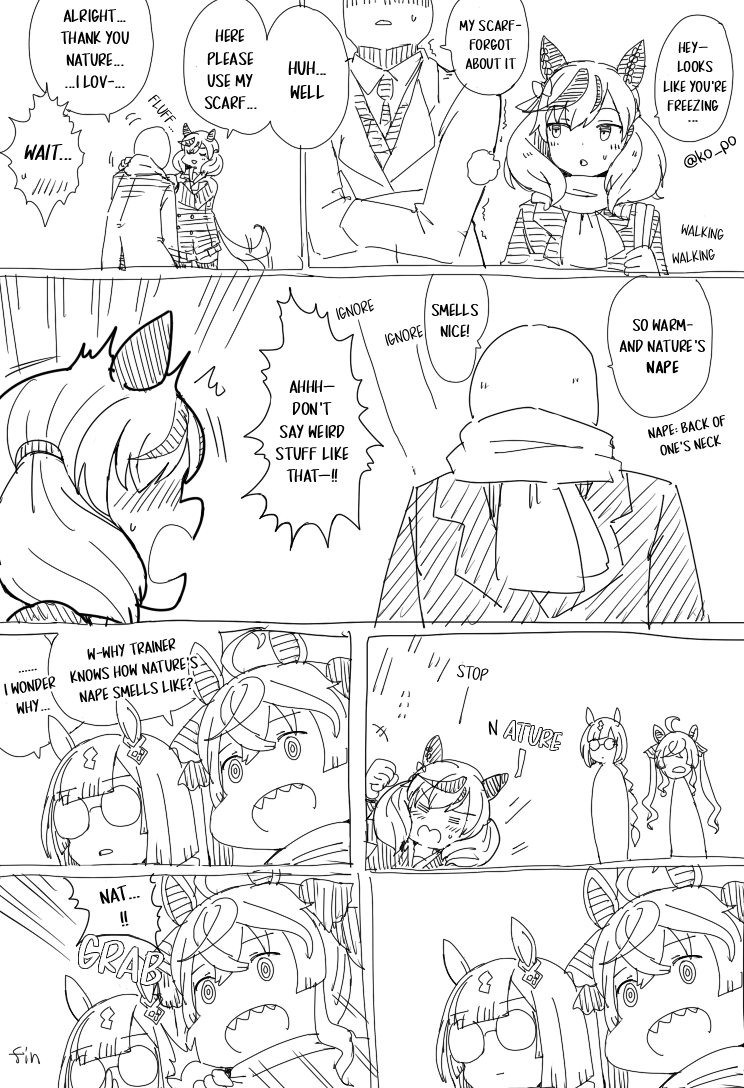 Umamusume English Translation
"Nature's nice scarf scent"

#NiceNature
#Umamusume
#UmaTranslations
#英訳 