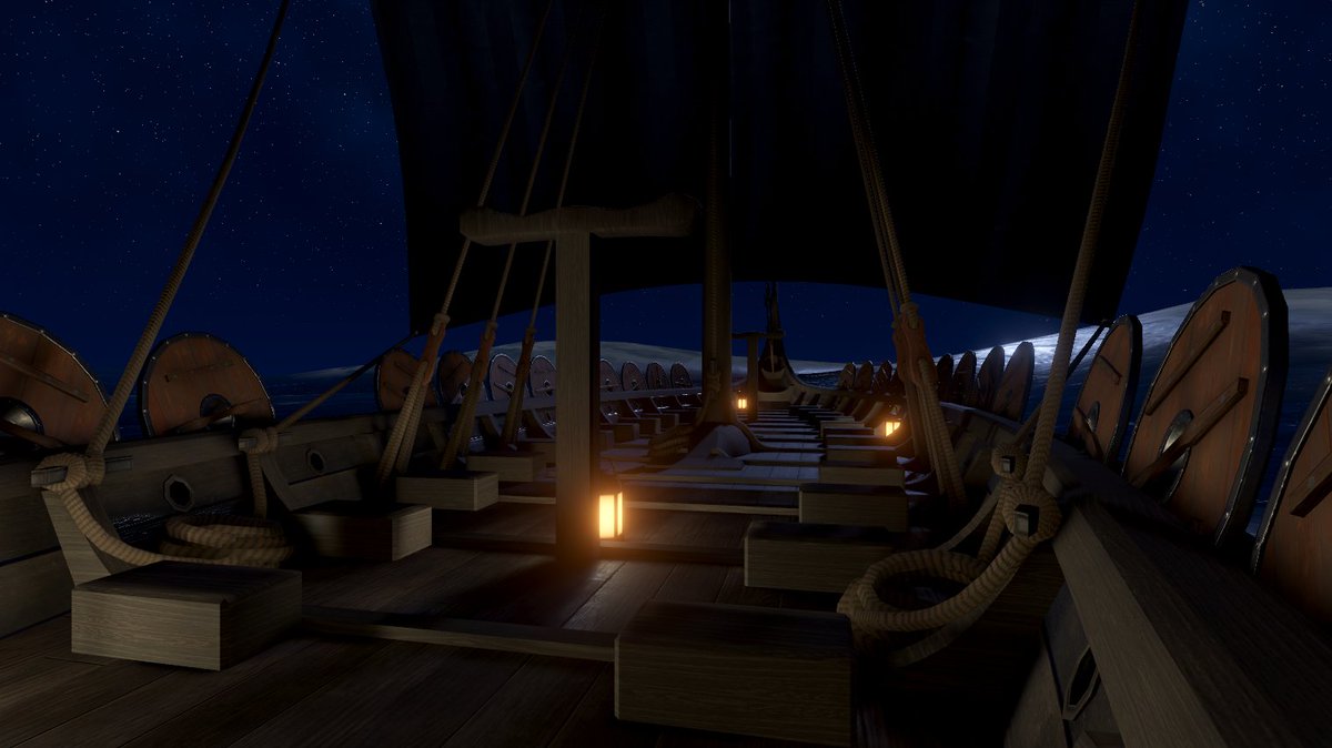 hakoniworks's tweet photo. ロングシップのワールド公開しました！
帆を上げ下げしたり、寝っ転がって夜空を観察したりできます。

https://t.co/SR1gaTqgWn

#VRChat_world紹介 https://t.co/E0IDOVRwca