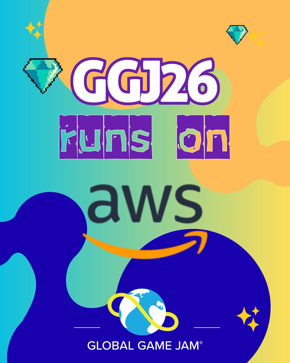 GGJ26 runs on @awscloud ! AWS is the official cloud partner of the Global  Game Jam, providing world-class cloud technology used across the games  industry — from game jams and indie studios, image size:960x1200