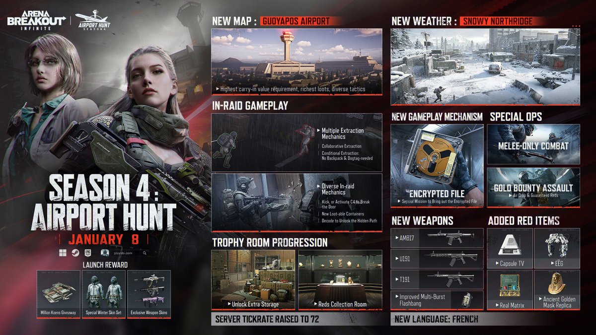 We're kicking off the countdown to Season 4 with a giveaway.
10 winners will receive $50 gift cards.
How to join: Follow, Like, Comment, and Retweet.
Bring your friends and good luck.

Season 4: Airport Hunt arrives January 8 with the new Airport map, snowy Northridge, new