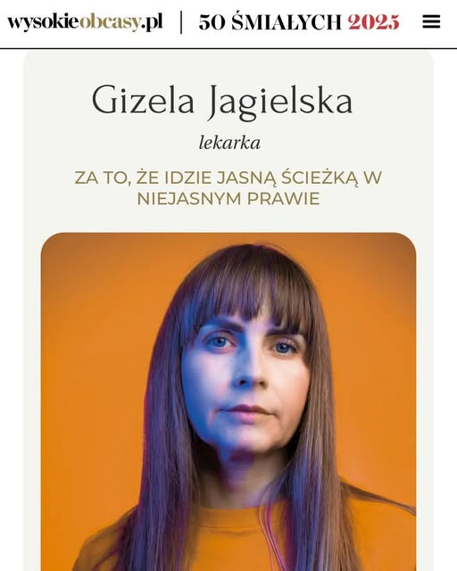 Śmiałe-dziękujemy‼️❤️❤️
Do szpitala w Oleśnicy, w którym pracowała, przyjeżdżały kobiety z całego kraju. 👍
Nie tylko po to, by zrobić aborcję-bardzo dużo pacjentek zjawiało się w nim dlatego, bo przyjmuje się tu porody w położeniu miednicowym, obraca się płody do pozycji