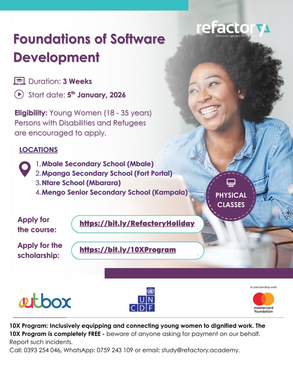 refactory_acad's tweet photo. Final call: Applications for our Physical Cohort close today. Apply before the deadline.

Here is how to Apply:
Step 1: Apply for the course here: https://t.co/sY3UZPI2K6

Step 2: Apply for the 10X Program Scholarship here: https://t.co/vwkSZvTImY
#10XDigitalEconomy
#10XProgram https://t.co/DhfXcv9vOt