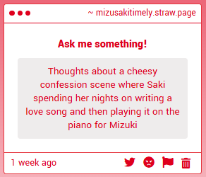 TimelyMizusaki's tweet photo. i think a cheesy love confession suits mizusaki the most and as such this recieves a fully positive review from me. need to draw -🎹 https://t.co/X7UZ2XT5kX