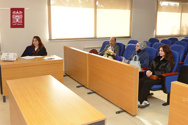 مناقشة رسالة الماجستير للطالبة آلاء الهرش كلية الحقوق للمزيد...
(uop.edu.jo/Ar/News/Pages/…)