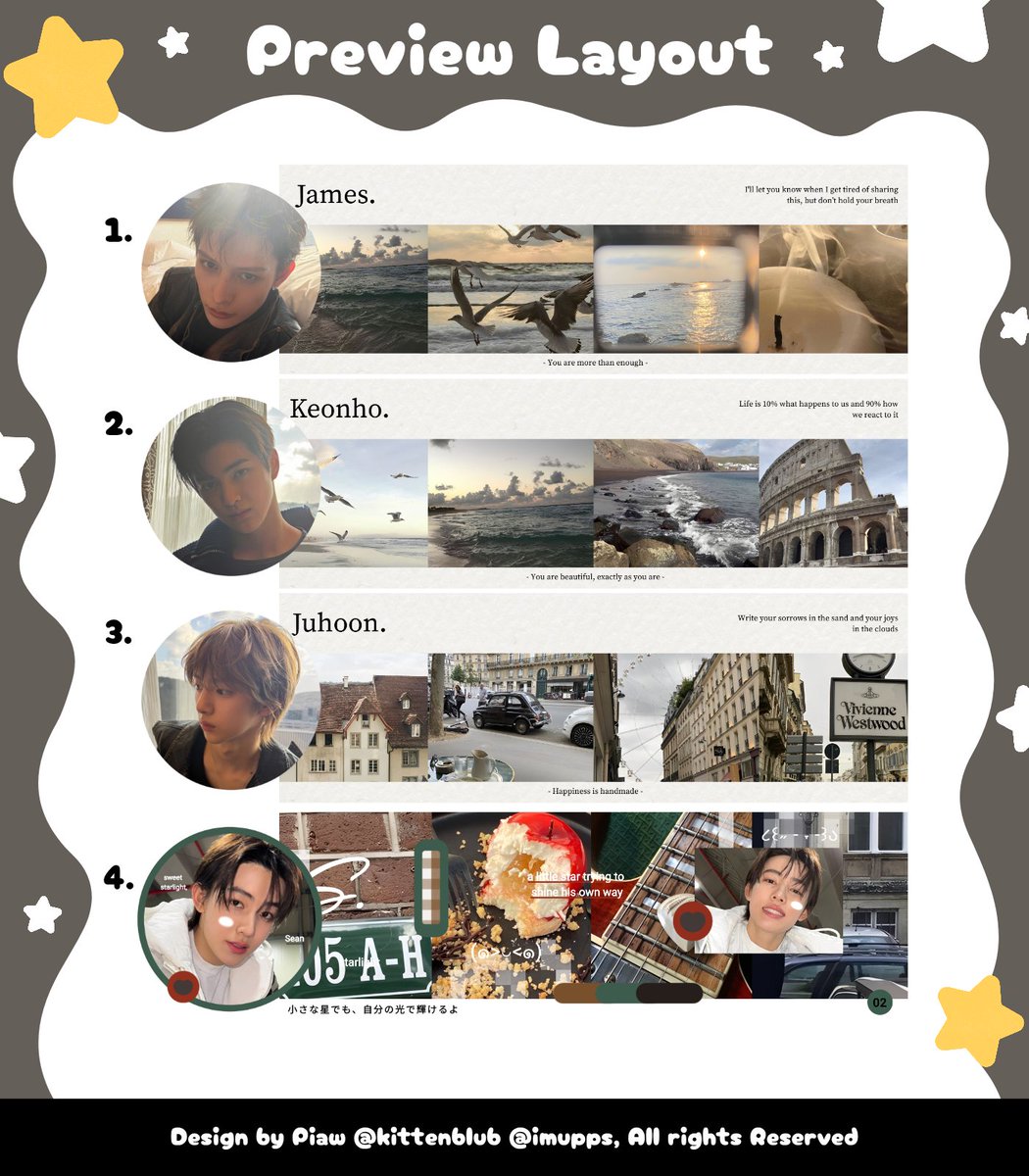 kittenblub's tweet image. 🍮💬 Help RT { Any interaction are appreciated! ✨️ }

Layout James Keonho Juhoon Seonghyeon Cortis bisa ditake skrng yap &amp;gt;__&amp;lt; melalui dm / tele 📌 #zonauang