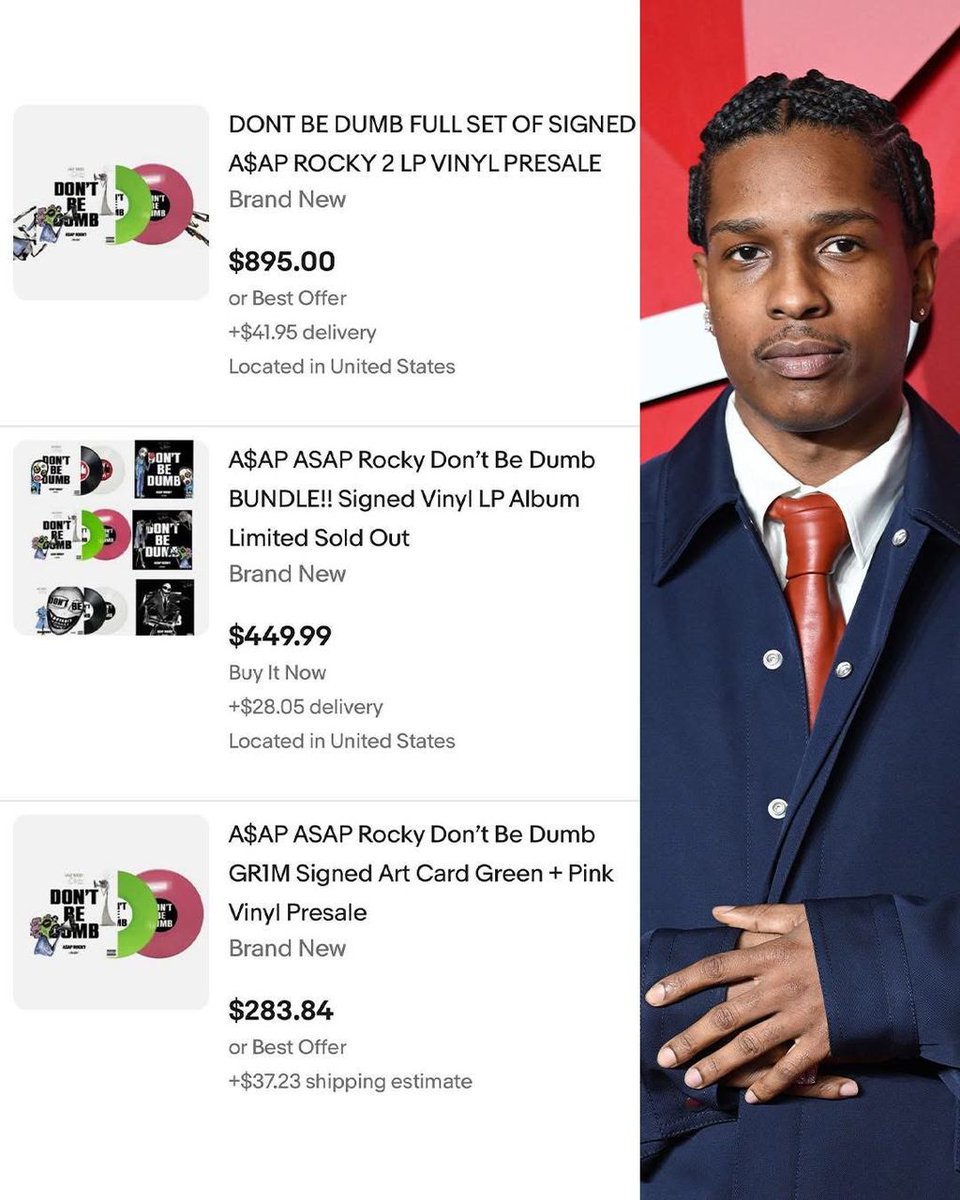 Kreyolculture's tweet image. 💎 Signed copies of @asvpxrocky’s "DON’T BE DUMB" vinyl are already reselling for HUGE markups online.

Collectors are paying a premium just days after the release. Is this the new norm for artist merch? 😳

#ASAPRocky #Vinyl #MusicCollector