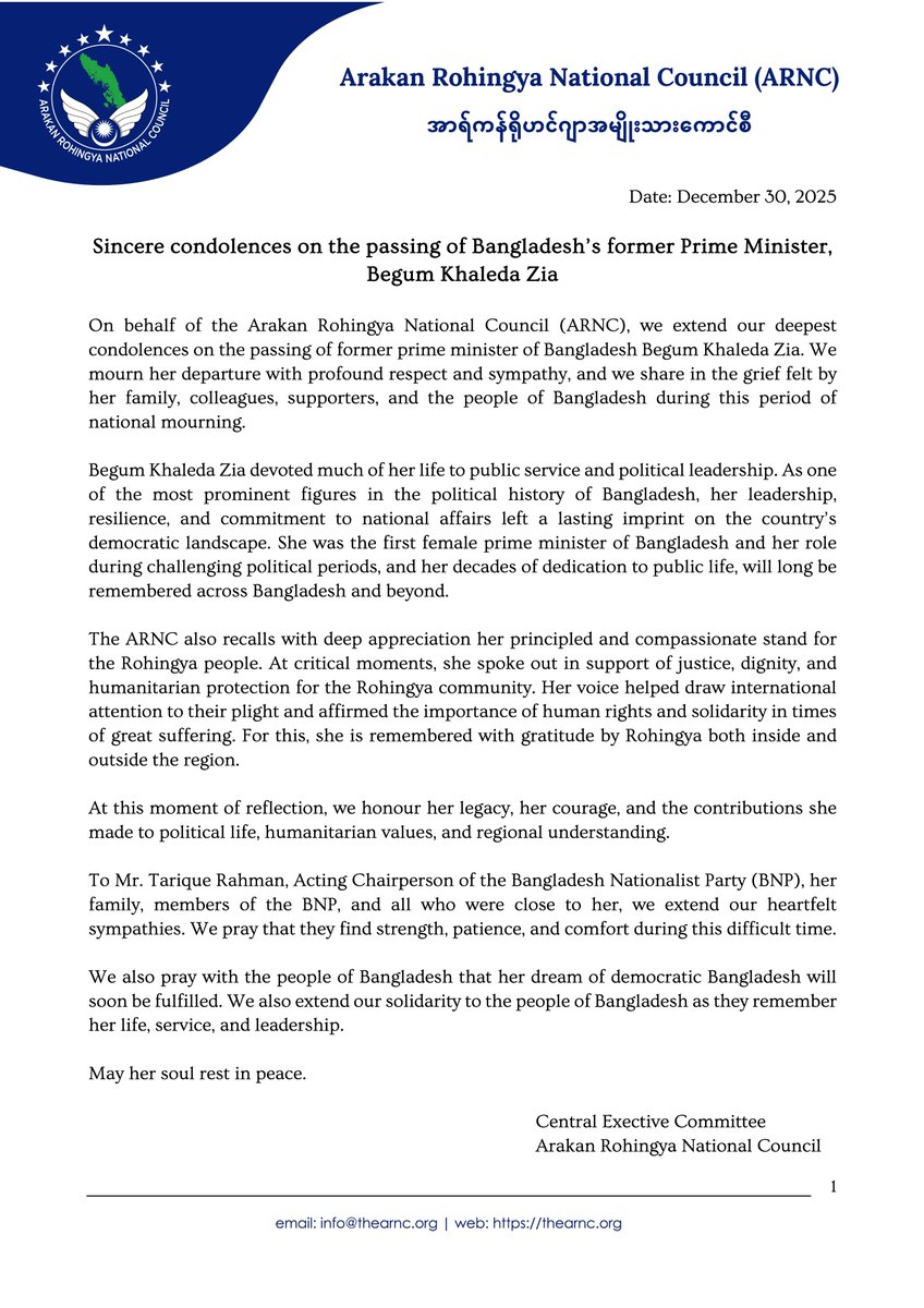 Arakan Rohingya National Council (ARNC) tweet media