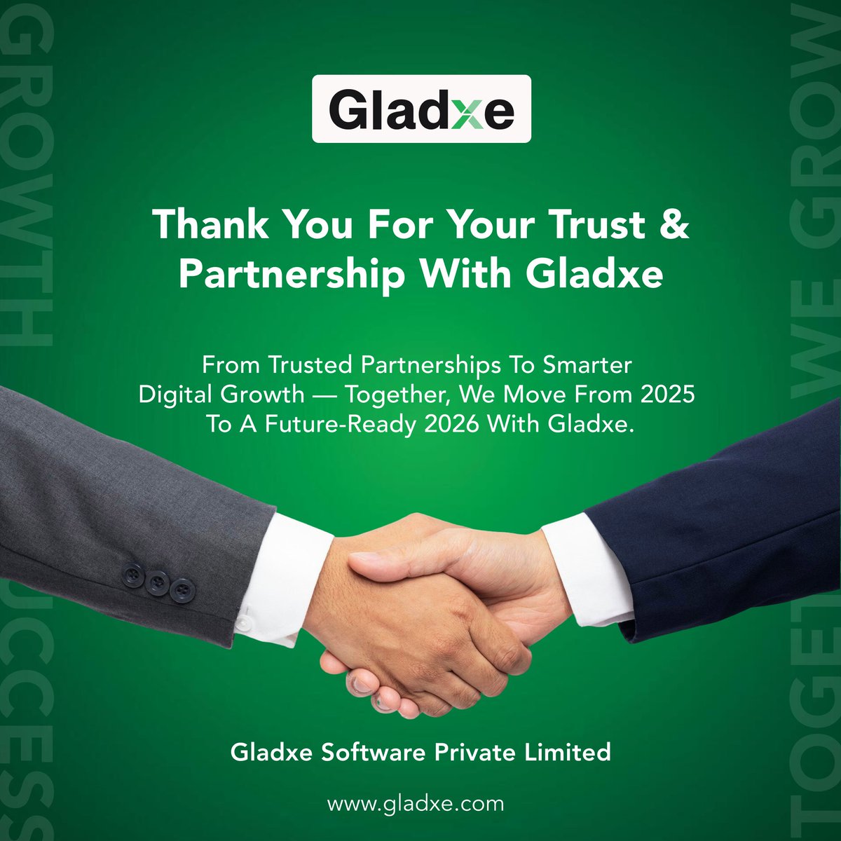 Gladxe_'s tweet photo. Grateful for your trust 🤝
From 2025 to a future-ready 2026, we grow and build together.
🌐 https://t.co/AXrsa3UONR | 📞 +91 787 111 2323
#Gladxe #Partnership #FutureReady #DigitalGrowth https://t.co/OK0hwULLHh