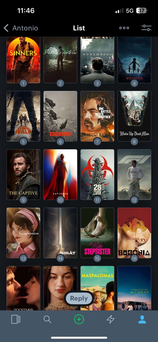 Mi ranking de películas de 2025. Únicamente las estrenadas este año.