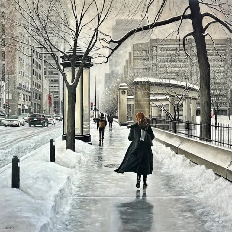 EnderEd777's tweet photo. "The Roddick Gates" (Laurie Campbell, Canadian / oil on canvas, 2024)
#art #painting #peinture #lauriecampbell #winter #snow #ice #streetscene #citystreet #roddickgates https://t.co/uMDdYJUhO4