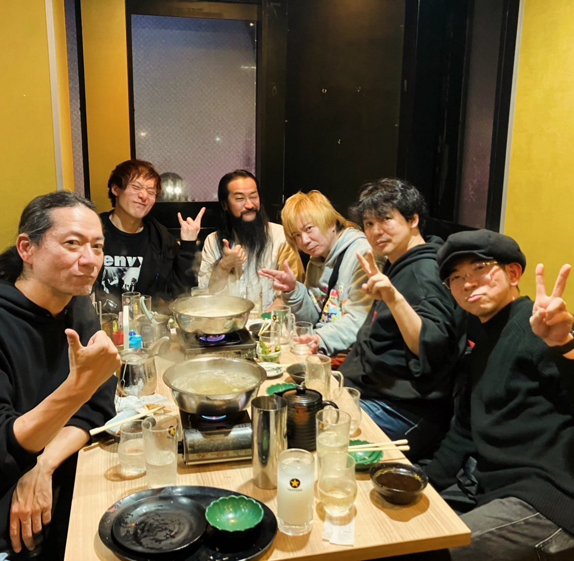 h_hellrec's tweet image. Yesterday was our band's year-end party.
We've already celebrated our 15th anniversary as a band, but we didn't do any live shows while making our album. We'll be doing live shows in 2026!
I'm always grateful for everyone's support!

BO NINGEN's drummer Monchan, along with Kazu,…