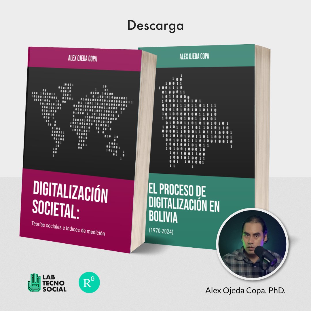 📚 Ya están disponibles los dos nuevos libros de <a href="/alexrocz/">Alex Ojeda Copa</a>, director del Lab TecnoSocial, en el marco de su tesis doctoral:

📕 Libro 1: researchgate.net/publication/39…
📗 Libro 2: researchgate.net/publication/39…