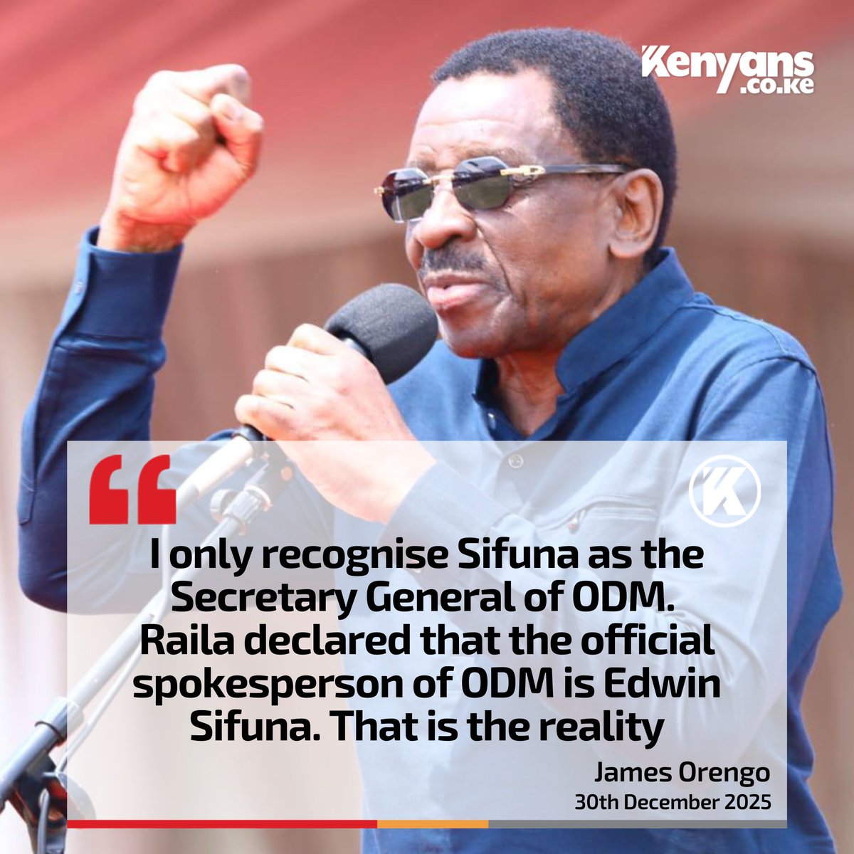 I only recognise Sifuna as the Secretary General of ODM - Orengo