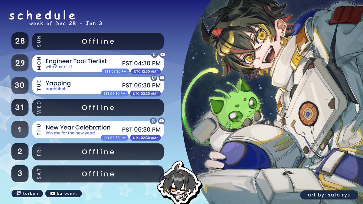 Schedule for this week!