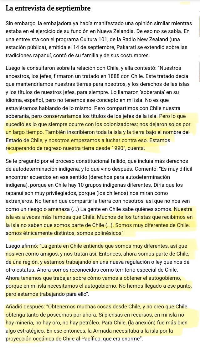 Paz_ZarateB's tweet image. 🇨🇱Es poco común que la opinión pública pida sanción ejemplarizadora para embajador/a de carrera.
Pero también es poco común que un diplomático/a profesional olvide que representa al Estado de Chile: entrevistas de Pakarati con @RadioNZ (2025) y @elmostrador (2022) reflejan esto🧵