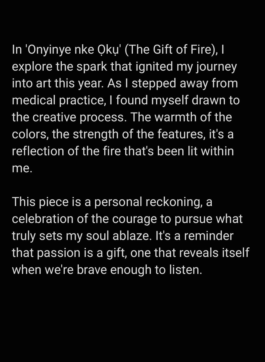 FFisolami's tweet image. Onyinye nke Ọkụ (2025)
Acrylic on canvas
61X54cm