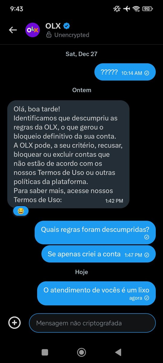 majorfiv3's tweet photo. @OLX_Brasil regra descumprida?
Apenas criei a porra da conta e vocês já bloquearam, isso é um descaso do caralho.
Atendimento de filho da puta!!!! https://t.co/1fb1nlpfHf