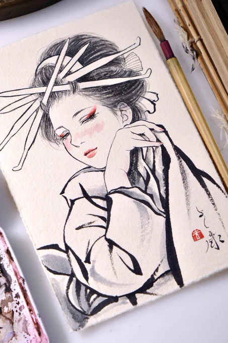毎年恒例、ハガキ大の和紙に墨で手描きの年賀状 来年も用意しようとしています おそらく極少数枚を年明け2日夜あたり Boothに出品しようかと思います もしご興味ある方いらっしゃいましたら、どうぞ宜しくお願いします