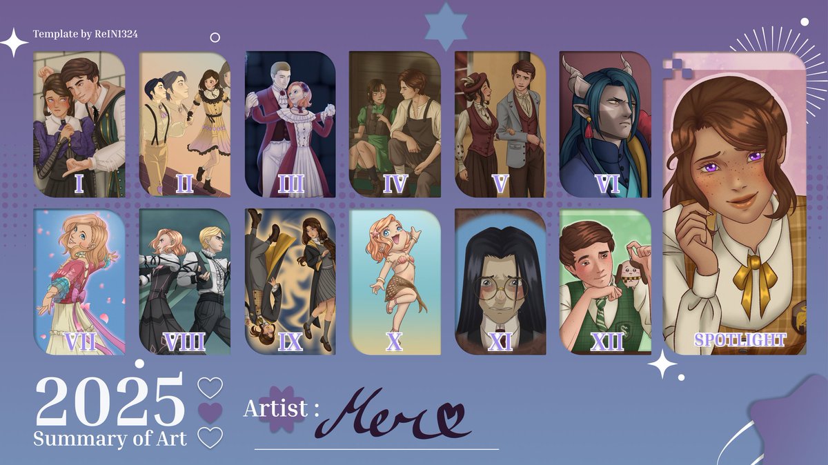 🎊Whoop whoop 🎊

Once again, i am proud to announce,  that i managed to finish at least one drawing every month for three years in a row now 🥳

* my spotlight is not really meant as such. I just put another artwork in there 🤷‍♀️

Adorable template by <a href="/ReIN1324/">ReIN✨ | CF22 L-54ab | comms on hold 🤒</a> 

#ArtSummary2025