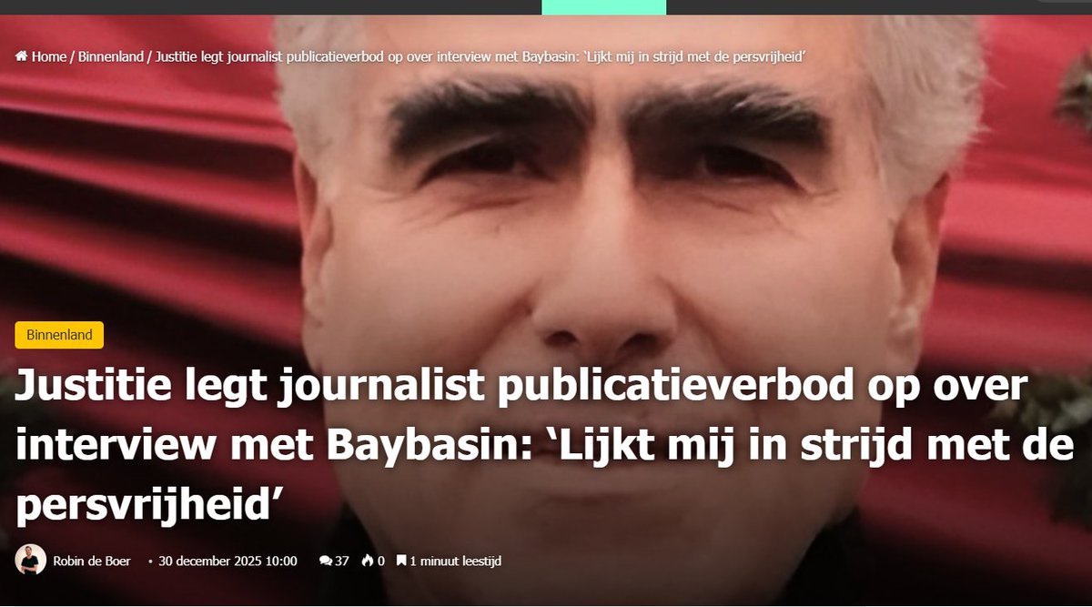 chrisenfran's tweet image. Justitie verbiedt journalist Eric van de Beek een artikel te publiceren over een interview dat hij had met de Turkse Koerd Baybasin, die naar eigen zeggen gevangen werd gezet in Nederland vanwege de van kindermisbruik beschuldigde oud-topambtenaar Joris Demmink, waar Turkije…