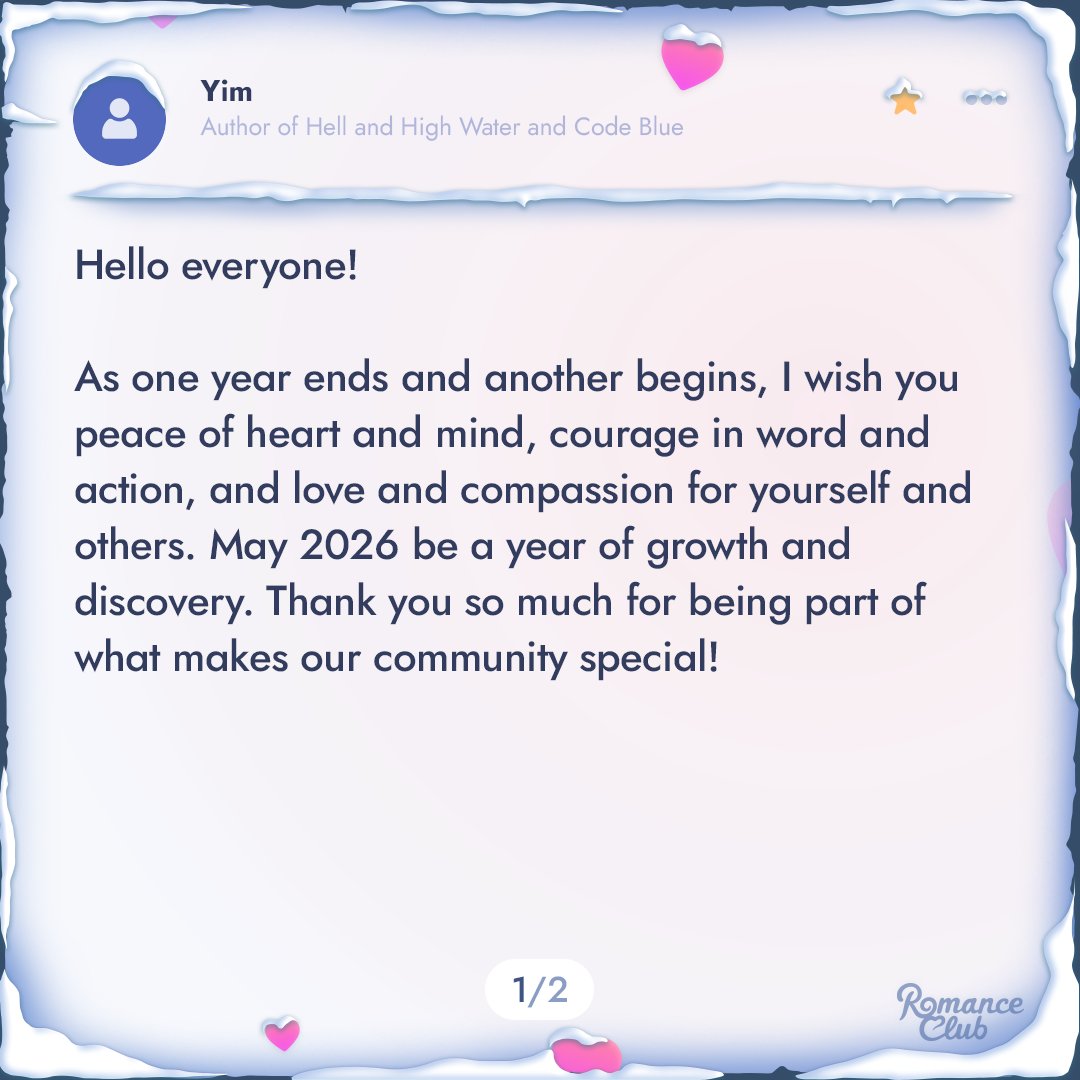 ysiromanceclub's tweet image. 🎄 With this post, we're wrapping up our series of holiday messages from our writers.
 
Thank you for sharing this festive mood with us! May the warmth of these words stay with you a little longer — through the holidays and afterwards. 🤍

#adventcalendar #romanceclub