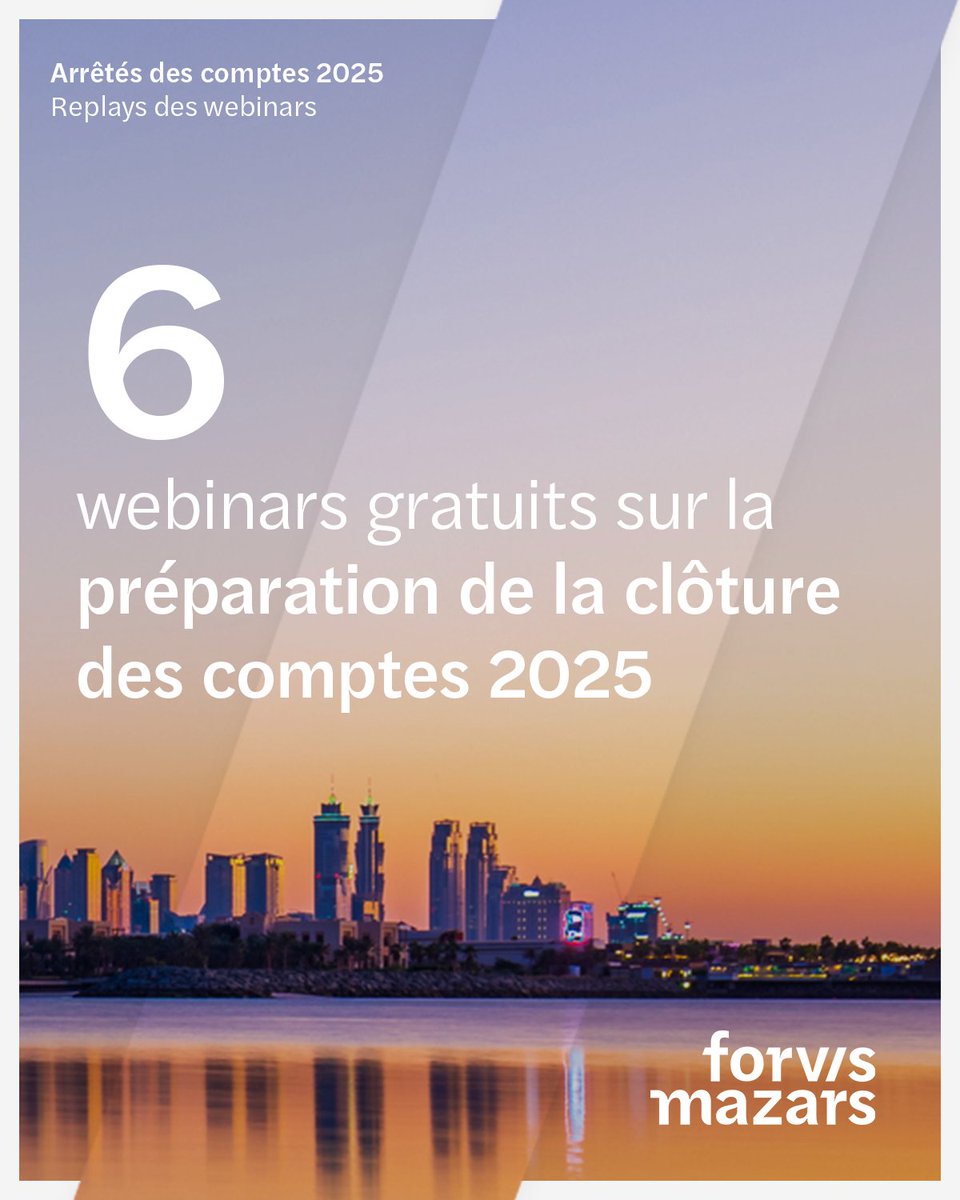 ForvisMazarsFR's tweet photo. [#Webinar 🔁] Vous avez manqué nos sessions pour préparer la clôture des comptes 2025 ? Bonne nouvelle : des replays sont disponibles ! ➡️ https://t.co/PKeiKo7kcV
#ESRS #IFRS #Banque #IASB #Assurance #enjeux https://t.co/OkyXtMLks8