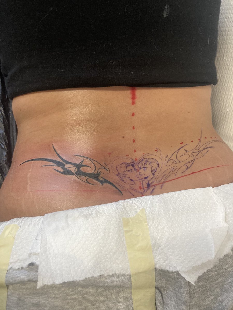 cavegooner's tweet image. #aftoncest tattoo progress after an hour! 😈💖