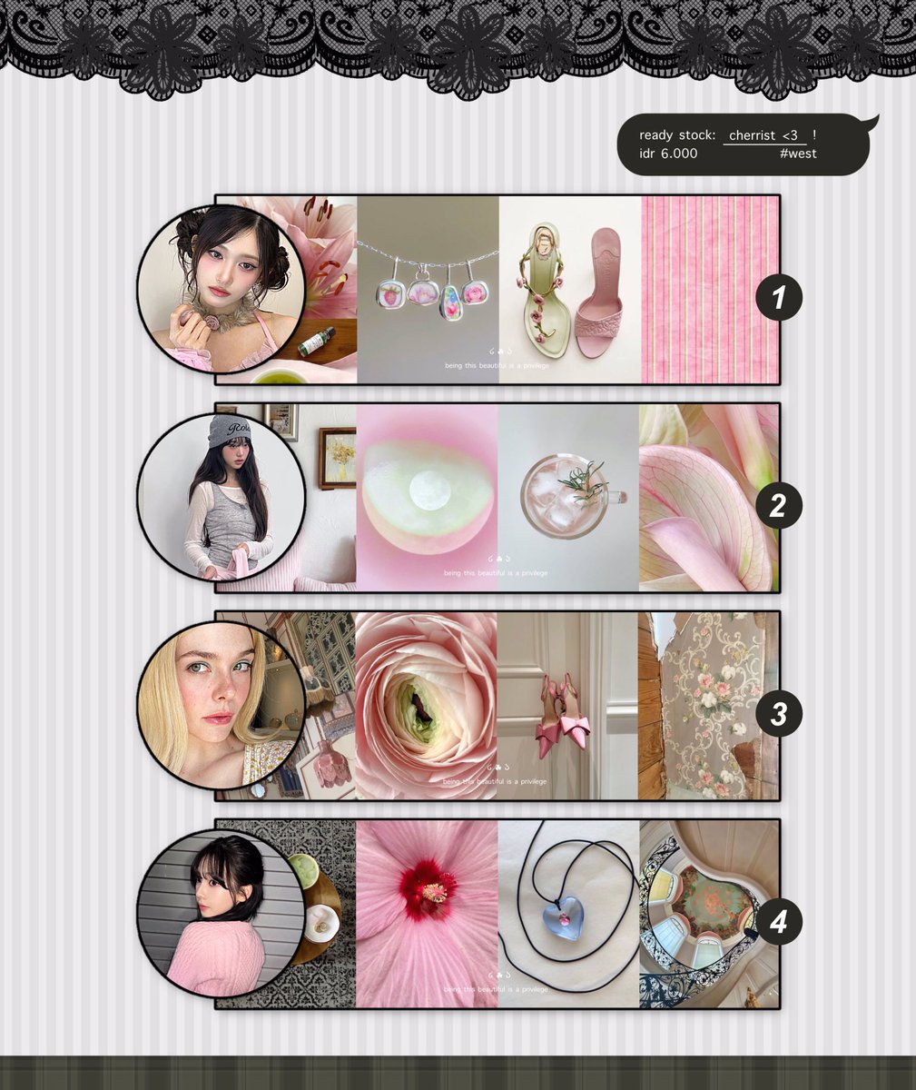 buttesr's tweet image. help repost, please? 

hi! aku ada 8 layout moodboard ready stock chara girlgroup: leeseo, wony, elle fanning, karina, yujin, chaeyeon, hanni &amp;amp; minji di bawah ini dengan harga 6.000. untuk lengkapnya cek alt, thank u! ❤︎

#zonauang #zonaba #zonajajan