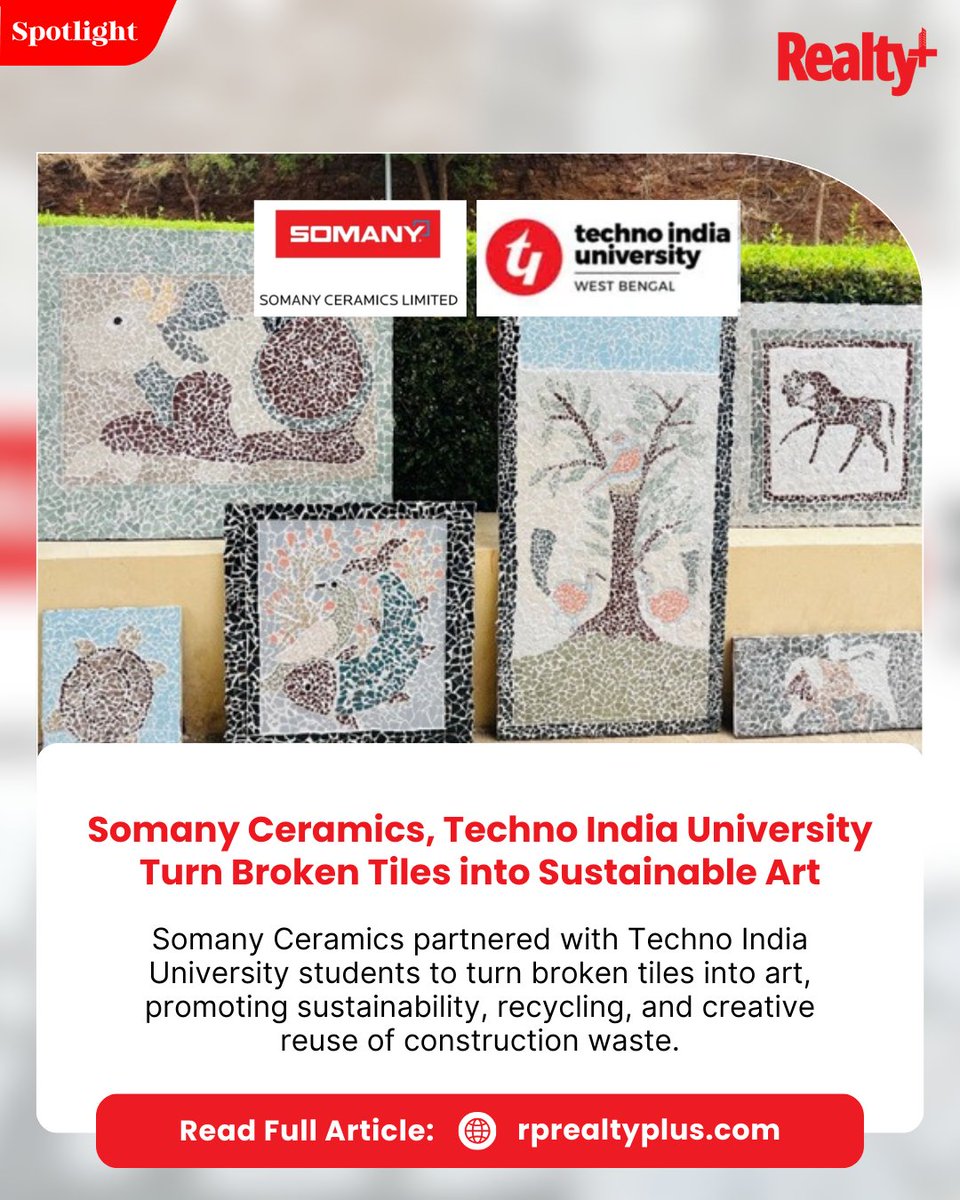 RPRealtyPlus's tweet image. Somany Ceramics’ collaboration with Techno India University shows how construction waste can be reimagined as creative, circular and meaningful design.

Read more: rprealtyplus.com/news-views/som…

#SomanyCeramics #SustainableDesign #CircularEconomy #DesignForGood