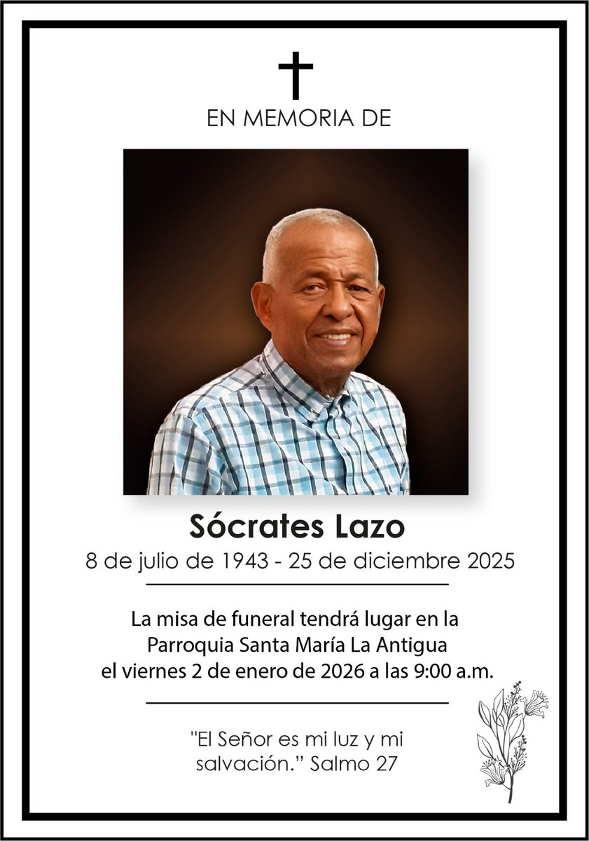 Información de la misa del funeral de Socrates Lazo.

Este Jueves a las 8pm por RPC TV en el programa TBT  estaremos transmitiendo una entrevista que le realizamos en 1999 y conoceremos el enorme talento como cantante, compositor y humorista de Sócrates Lazo.
Que Dios lo tenga