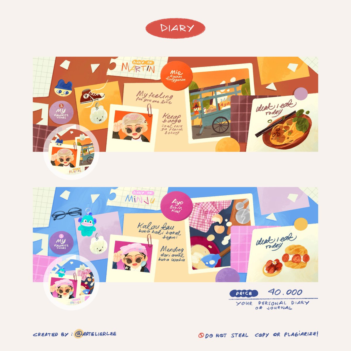 artelierlee's tweet image. haiii temen temen! akhirnya aku bisa tunjukin katalog baru akuuu 🥹😭
boleh kenalan dulu yaa, dan dilihat lihat duluu mungkin next open pada mau jajan katalog inii 🥹

misalkan ada yg sama dengan katalog BA lain please let me know 🥹 makasih banyak!