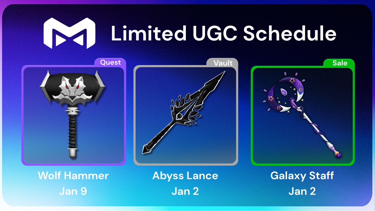 Upcoming UGC schedule for Medal x Roblox