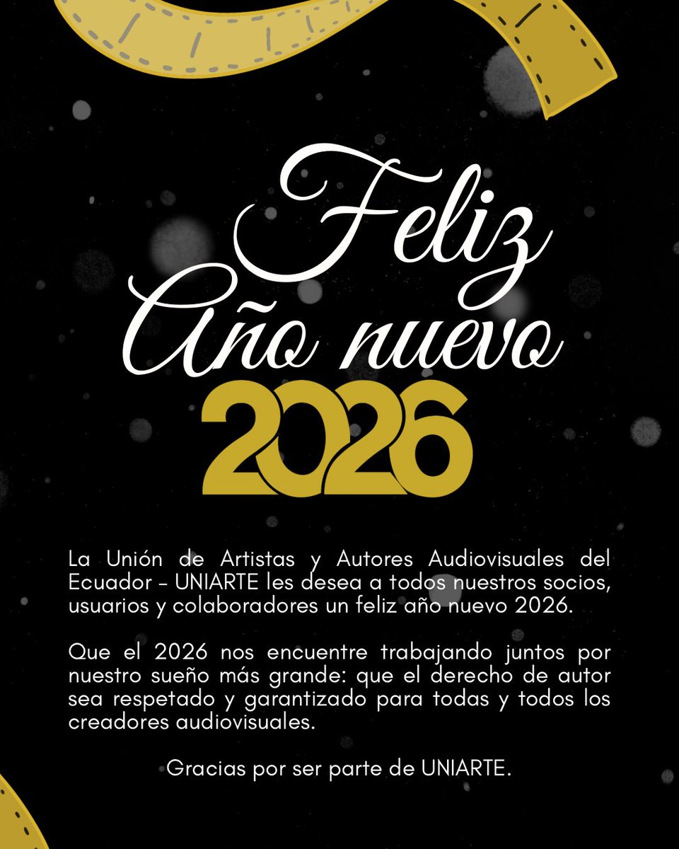 ¡Feliz año nuevo! 🎬

Cerramos el año con la mirada puesta en nuevos retos y reafirmamos nuestro sueño más grande: que el derecho de autor sea reconocido, respetado y garantizado como la base que permite a las y los creadores vivir dignamente de su arte.

#uniartecontigo