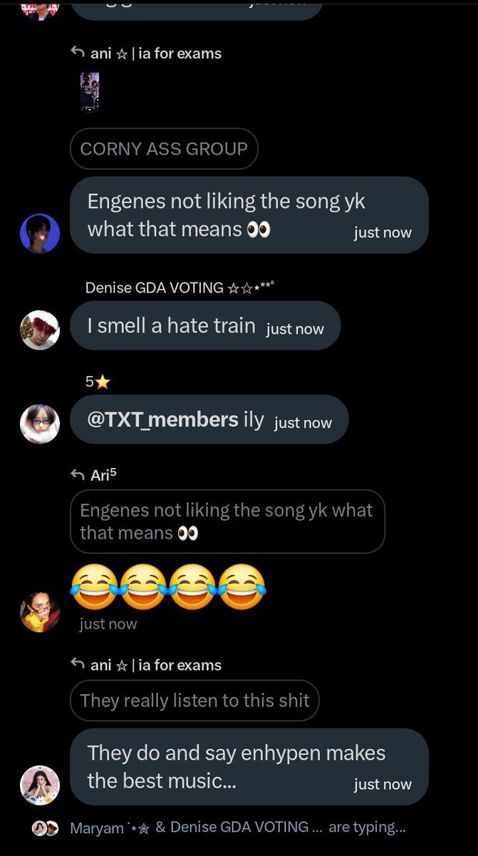 sassifiedbynoo's tweet photo. imagine making a whole group chat for voting for your fave and all you do there is talk about other groups 😭 https://t.co/AkMiRaMvJ0