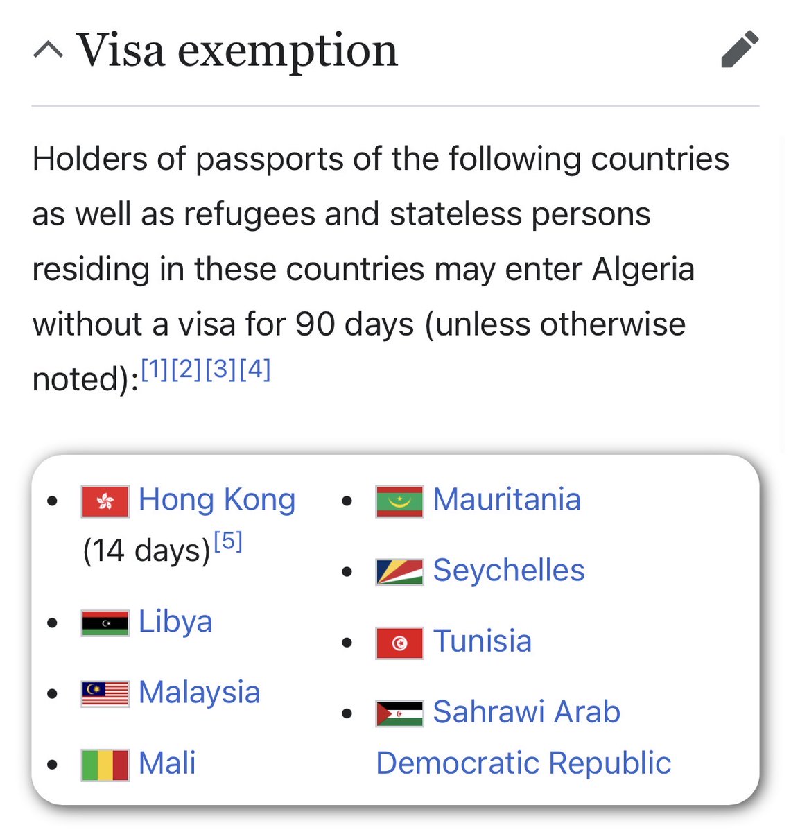 There are only 8 countries that can visit Algeria without a visa.