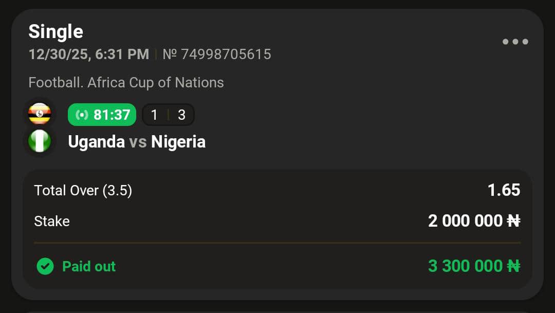 Morayoorr's tweet photo. Livebet 1 booom on afropari

Congratulations guys 

Reg here :https://t.co/hjRIcuqaHn https://t.co/PuEM6eVk3h