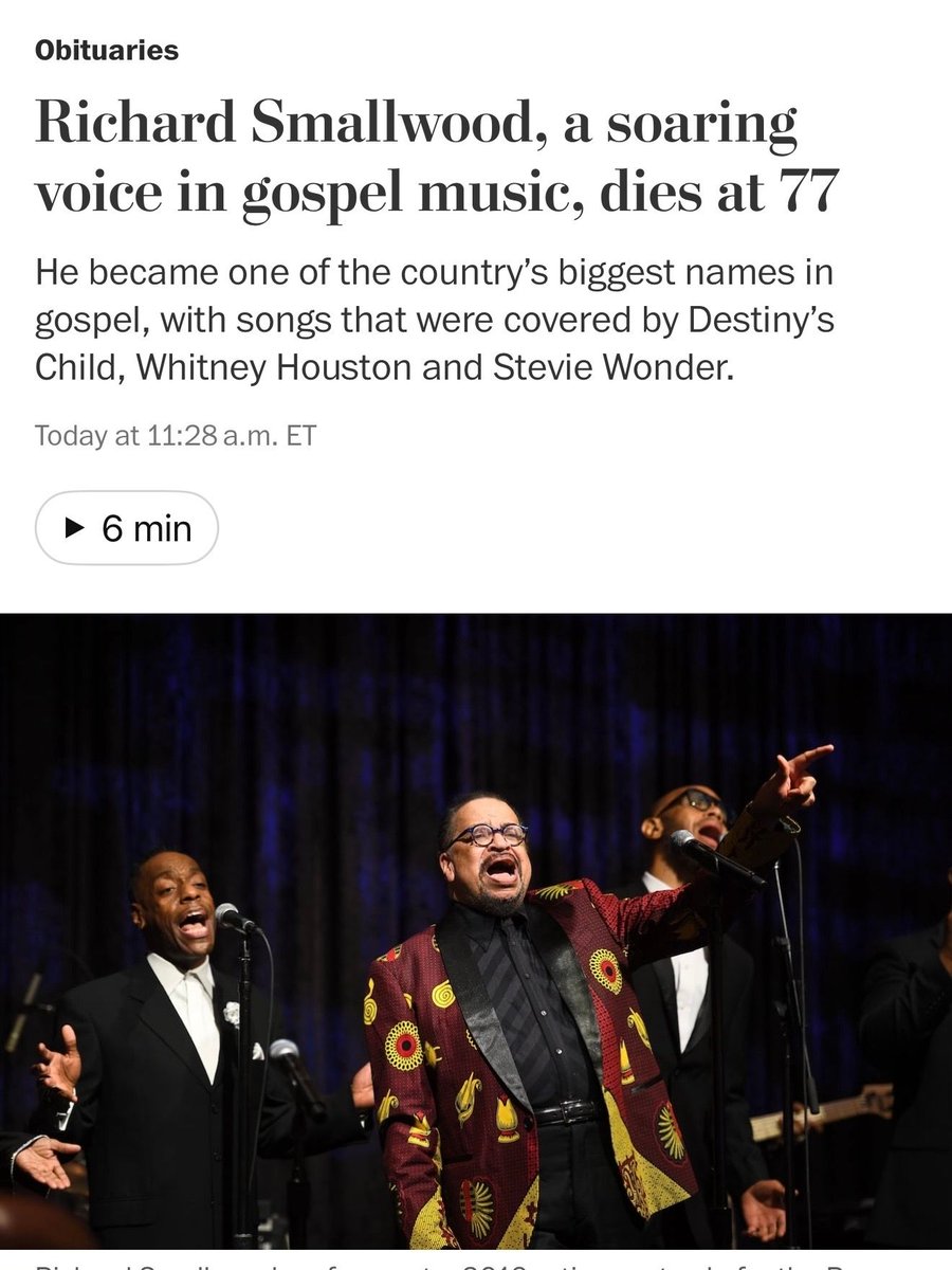 Richard Smallwood was a musical genius and giant of a figure in the church and the gospel music world.  He was an inspiration to all who encountered his music.  His songs got us through tough times, dark and difficult days.  No grave can silence his voice.  The melodies linger