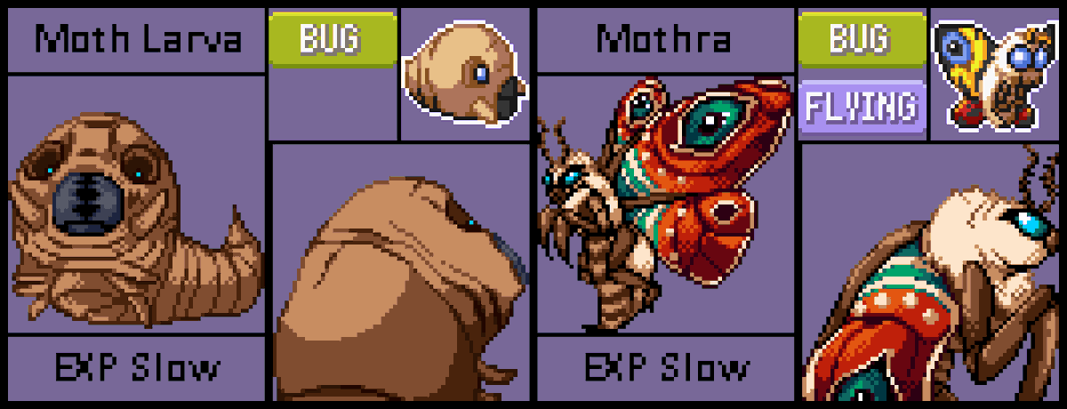 Make way for the Royalty!
Godzilla &amp; Mothra bring destruction to the game!

Godzilla is a slow but powerful tank with access to various moves that cause Toxic damage.

Mothra is fast with high Special Attack and many Powder Moves.

Both are Pseudo-Legendaries.
#Godzilla #pixelart