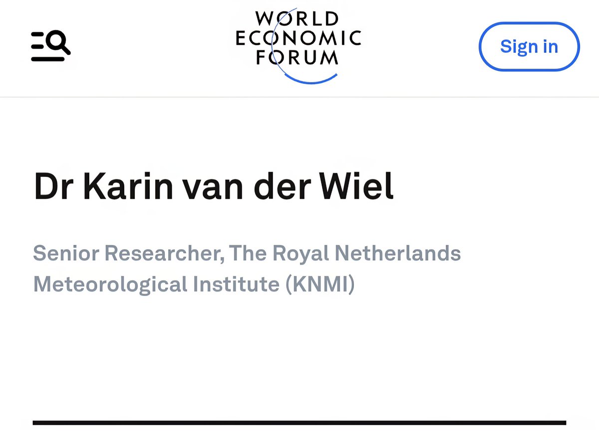 Kijk nu toch eens waar de naam van KNMI juffrouw Karin "als we de uitstoot van broeikasgassen beteugelen dan stopt de klimaatverandering" van der Wiel opduikt. Je verwacht het toch niet.

(Met dank aan <a href="/peterstam/">Peter Stam</a>)
  
weforum.org/stories/author…
  
#KNMI #WEF #Karin #Karin #WEF #KNMI