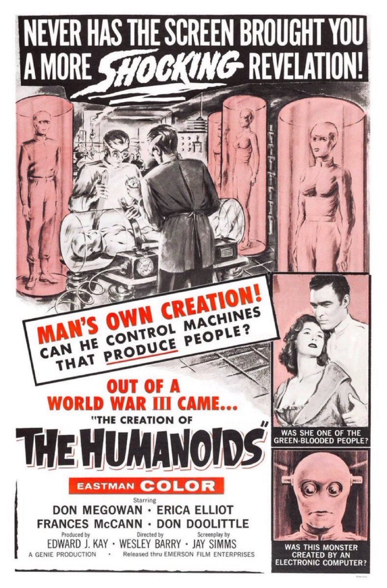 GabeCrate's tweet image. ☢️#106. The Creation of the Humanoids, 1962. A surprisingly progressive allegory for racial equality with a proto-#Bladerunner androids-among-us plot. Wonderfully retro #scifi fun until you realize that each epic scene is a recited laundry list of dry exposition. 2.5/5 ☢️