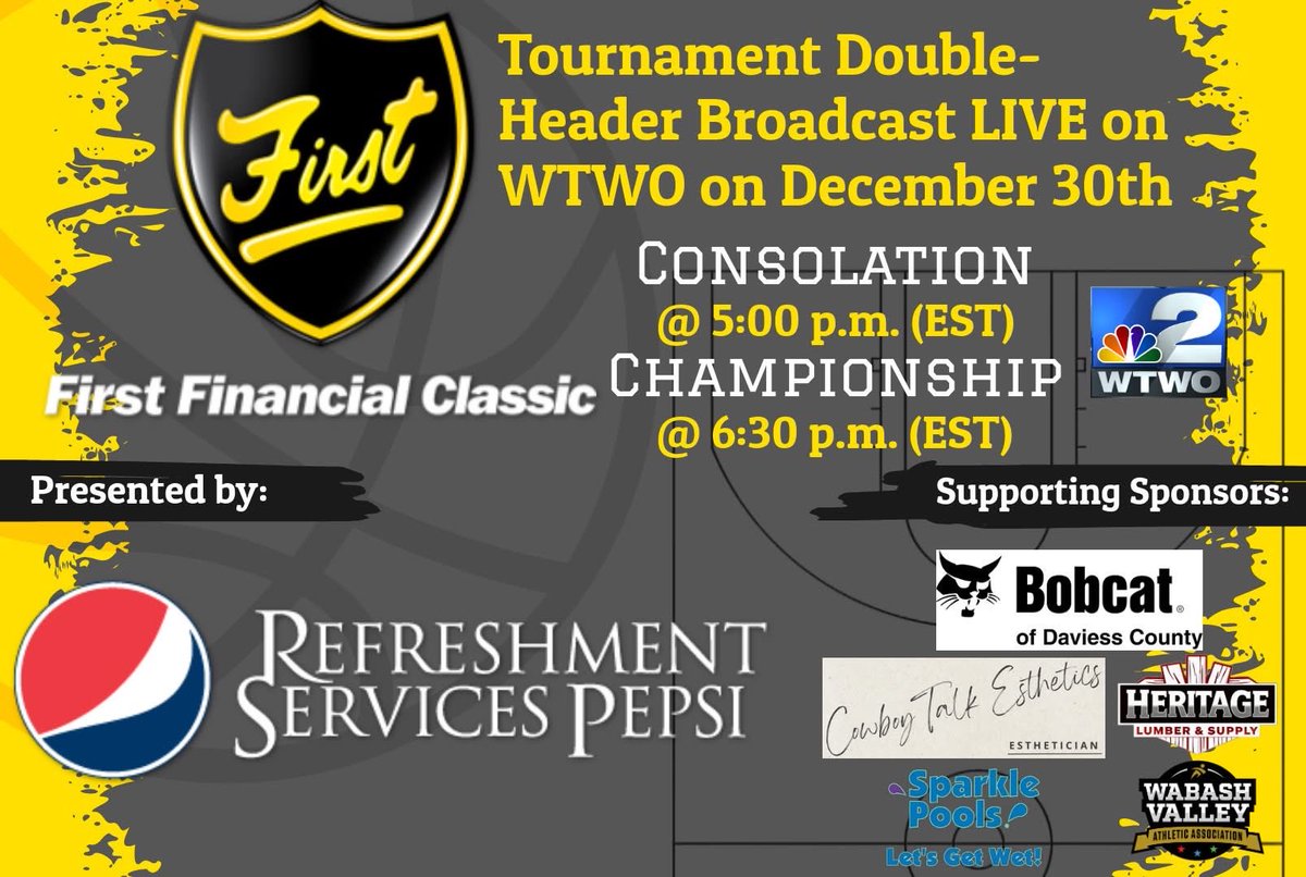 RickSemmler's tweet image. Reminder! WTWO-TV will be broadcasting live today the third place and championship games of the First Financial Classic at 5 pm and 6:30 pm.
