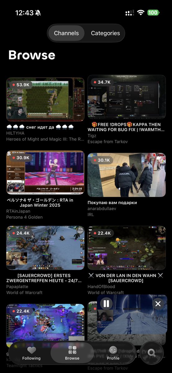 YaseenHQ's tweet image. I've been working on a third-party iOS Twitch app with 7TV name paints, emotes, low-latency player, chat tabs, YouTube-esque pip player, and more. Let's see if I can push it to TestFlight this week.