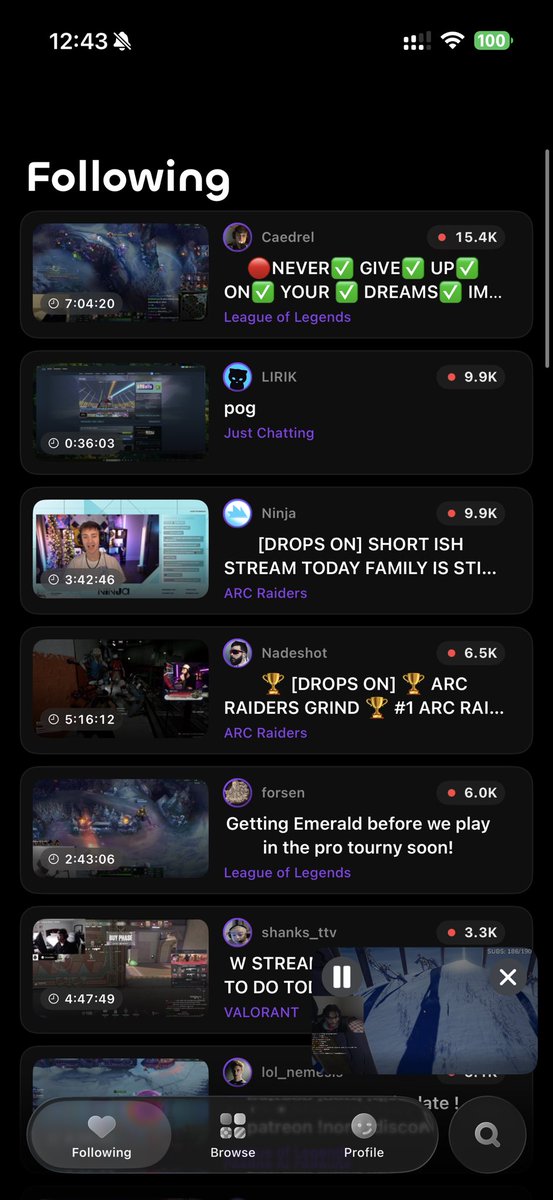 YaseenHQ's tweet image. I've been working on a third-party iOS Twitch app with 7TV name paints, emotes, low-latency player, chat tabs, YouTube-esque pip player, and more. Let's see if I can push it to TestFlight this week.