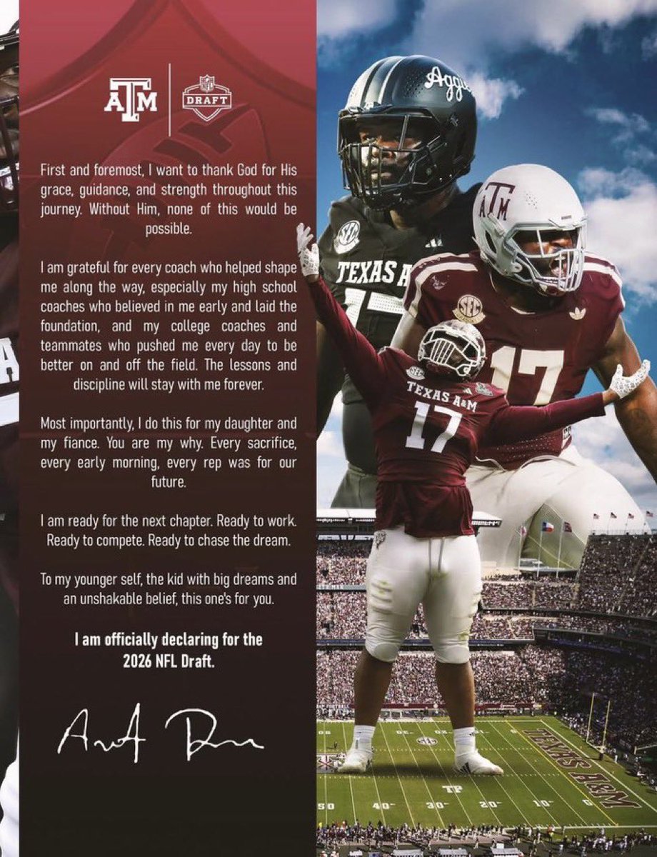 TorresKannon's tweet image. Texas A&amp;amp;M DL Albert Regis announces via his instagram that he is declaring for the NFL draft! 

Congratulations, Albert!

IG: bigal17_