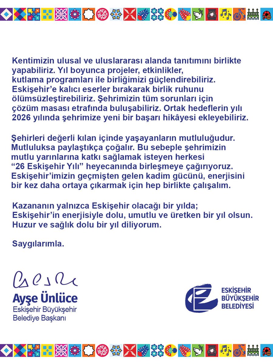 2026 Eskişehir Yılı için güzel şehrime çağrımdır.