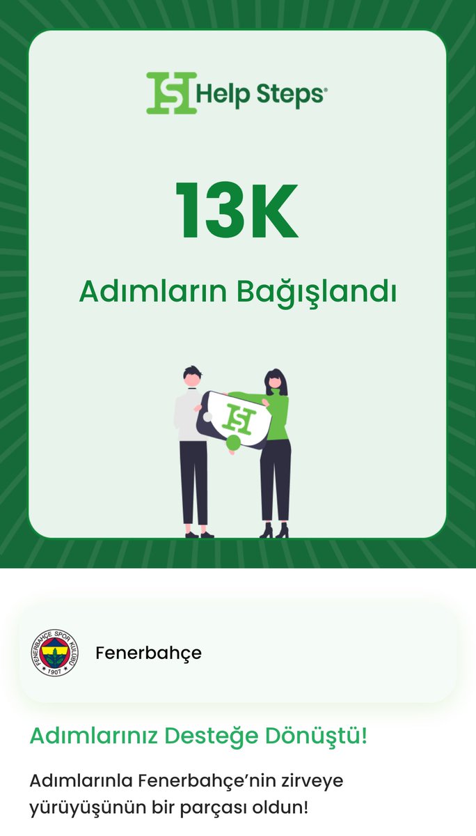 Gün içinde attığım adımlarla Fenerbahçe’nin zirveye olan yürüyüşünün bir parçası oldum! #zirveyeyürüyüş  <a href="/helpstepsapp/">Help Steps Official</a>