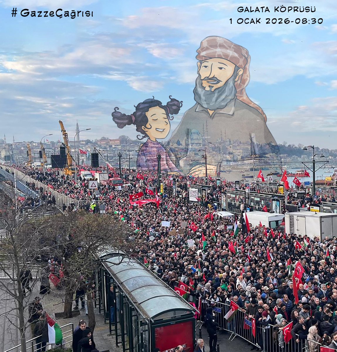 Yılın ilk günü, vicdanın ilk sözü! #GazzeÇağrısı
📍 Galata Köprüsü
🗓 1 Ocak 2026
⏰ 08.30