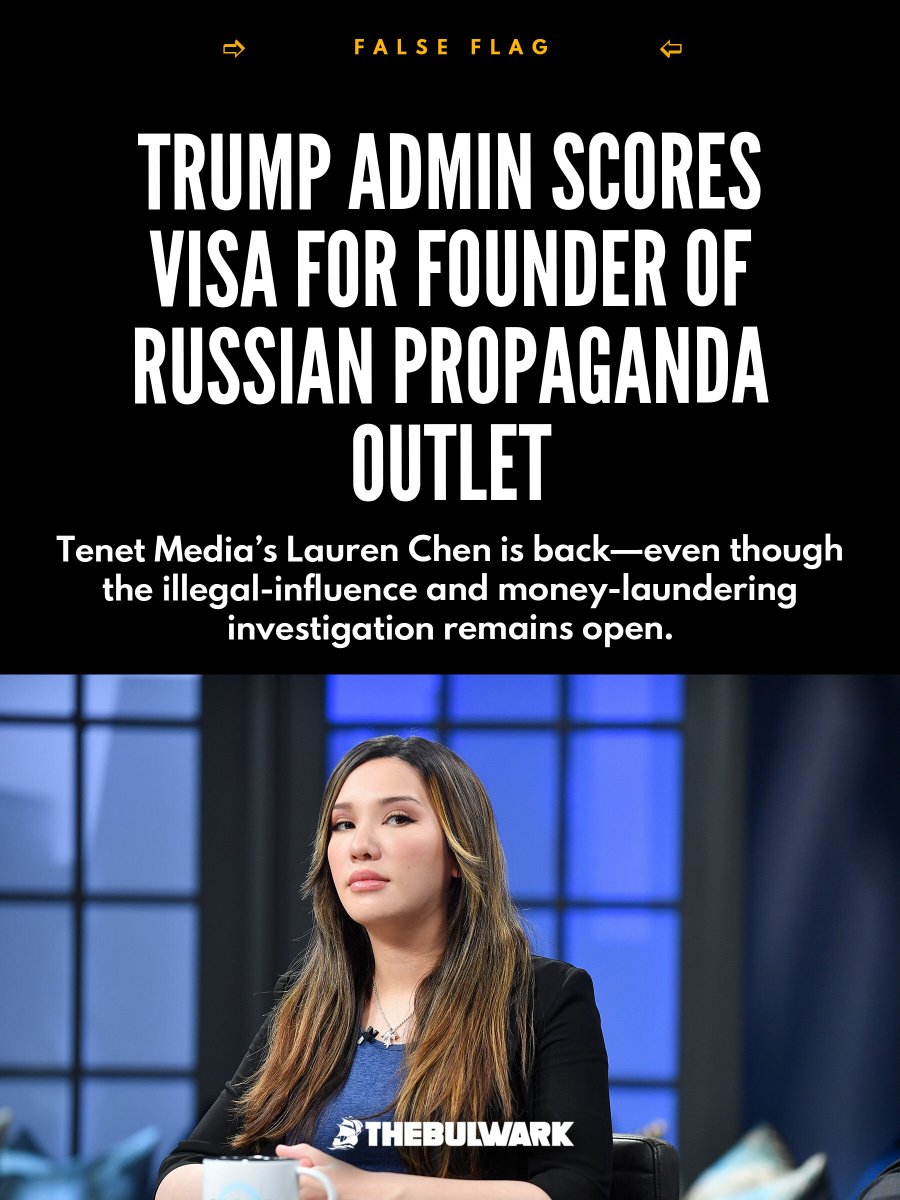 BulwarkOnline's tweet image. The idea that the Trump administration would assist the foreign founders of an illegally funded media outlet aimed at reaching American audiences with Russian propaganda might seem outlandish.

Truth is stranger than fiction. lnk.thebulwark.com/49km1m1