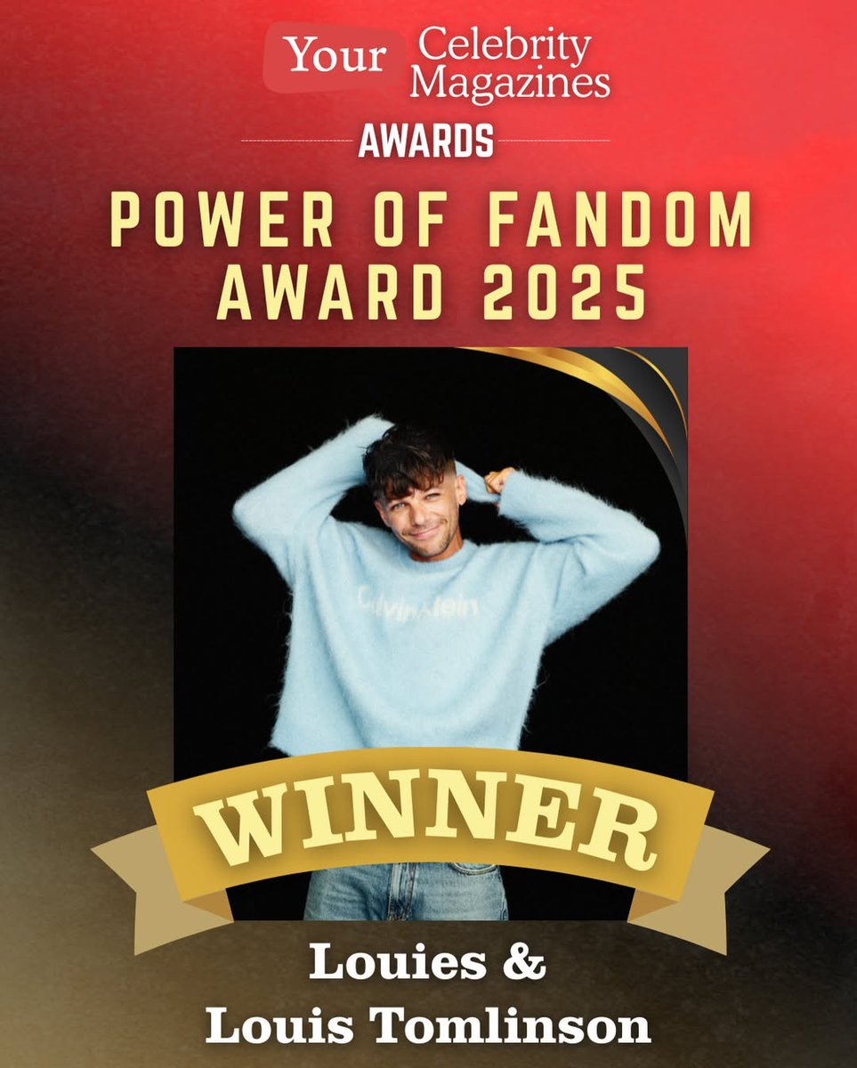 Louis Tomlinson and his Louies won the Power of Fandom Award!

'This award honours a fandom that showed up with consistency, positivity, and genuine love and support throughout the year, turning that energy into real impact."

via yourcelebritymagazines