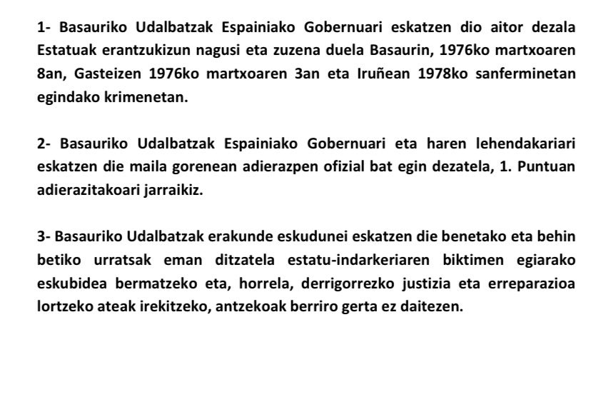 Eguerdi on.
Gaur Basauriko Osoko bilkura izan da. Hilabete honetan ondoko mozioa aurkeztu dugu. Eztabaidatzea ez da onartu. Dena den, gai garrantzitsua denez, hor daukazue